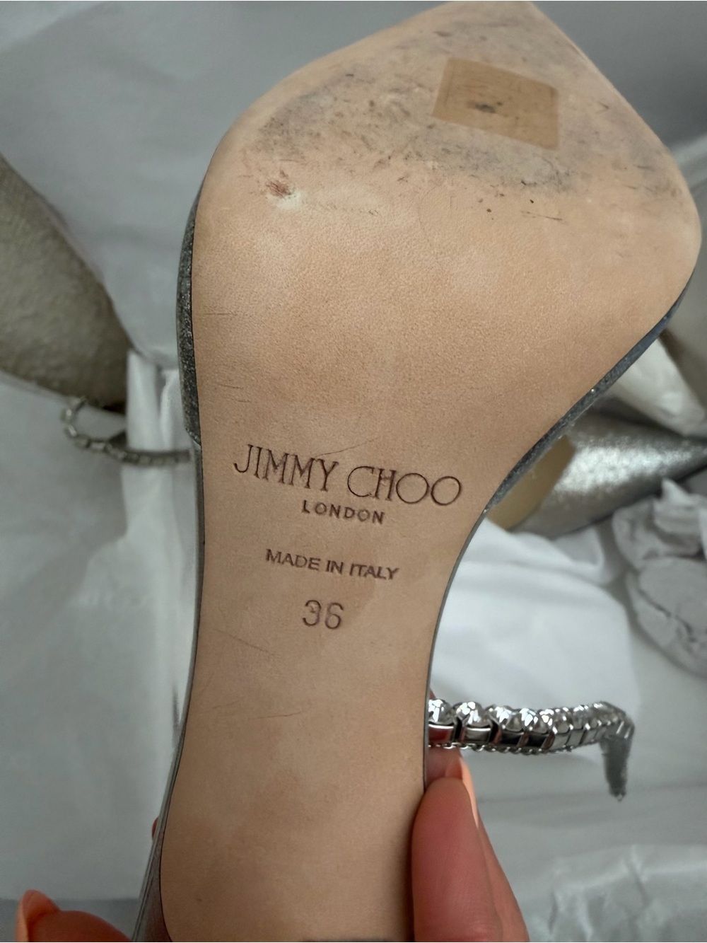 Jimmy Choo Saeda 100 Silver - Picture 4 of 7